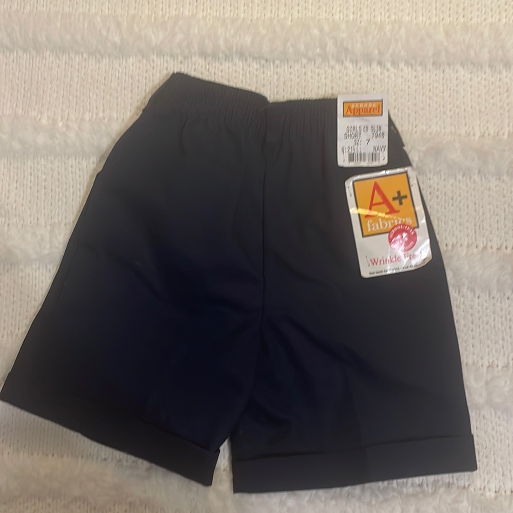 School uniform navy blue shorts wrinkle free girls 7 slim